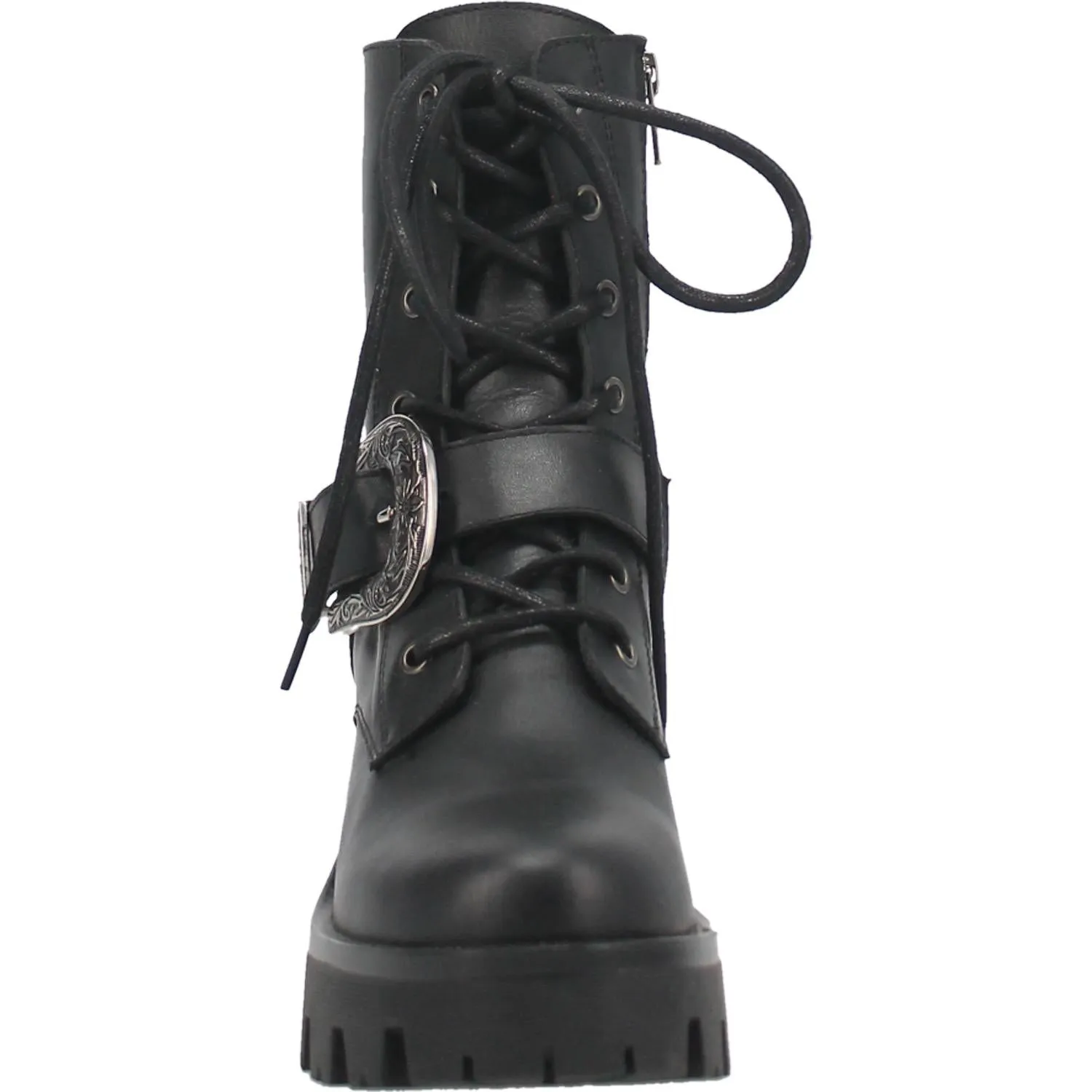 Double Down Black Antique Buckle & Lace Boots (DS)