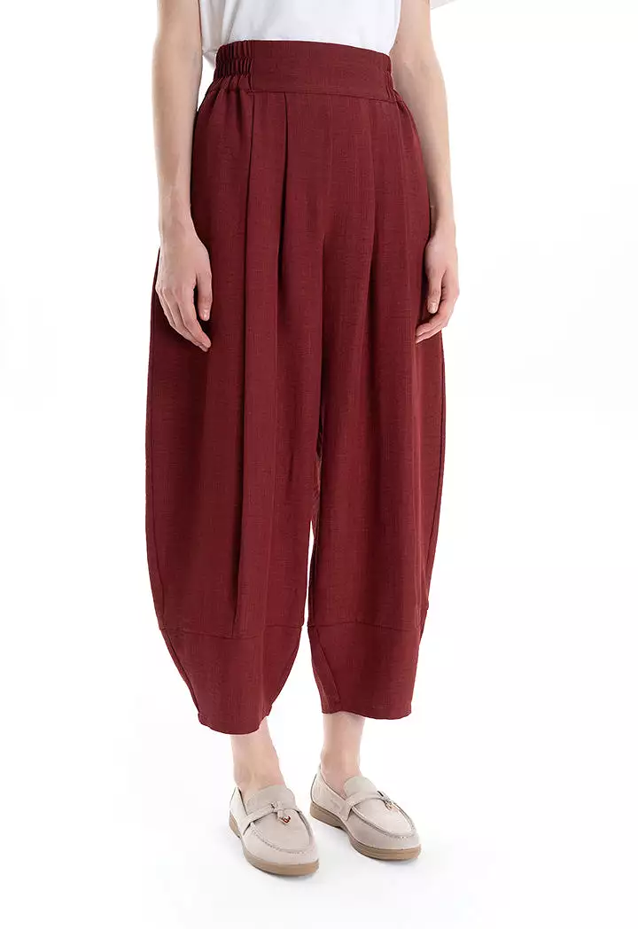 Double Pleated Solid Wide Leg Trouser