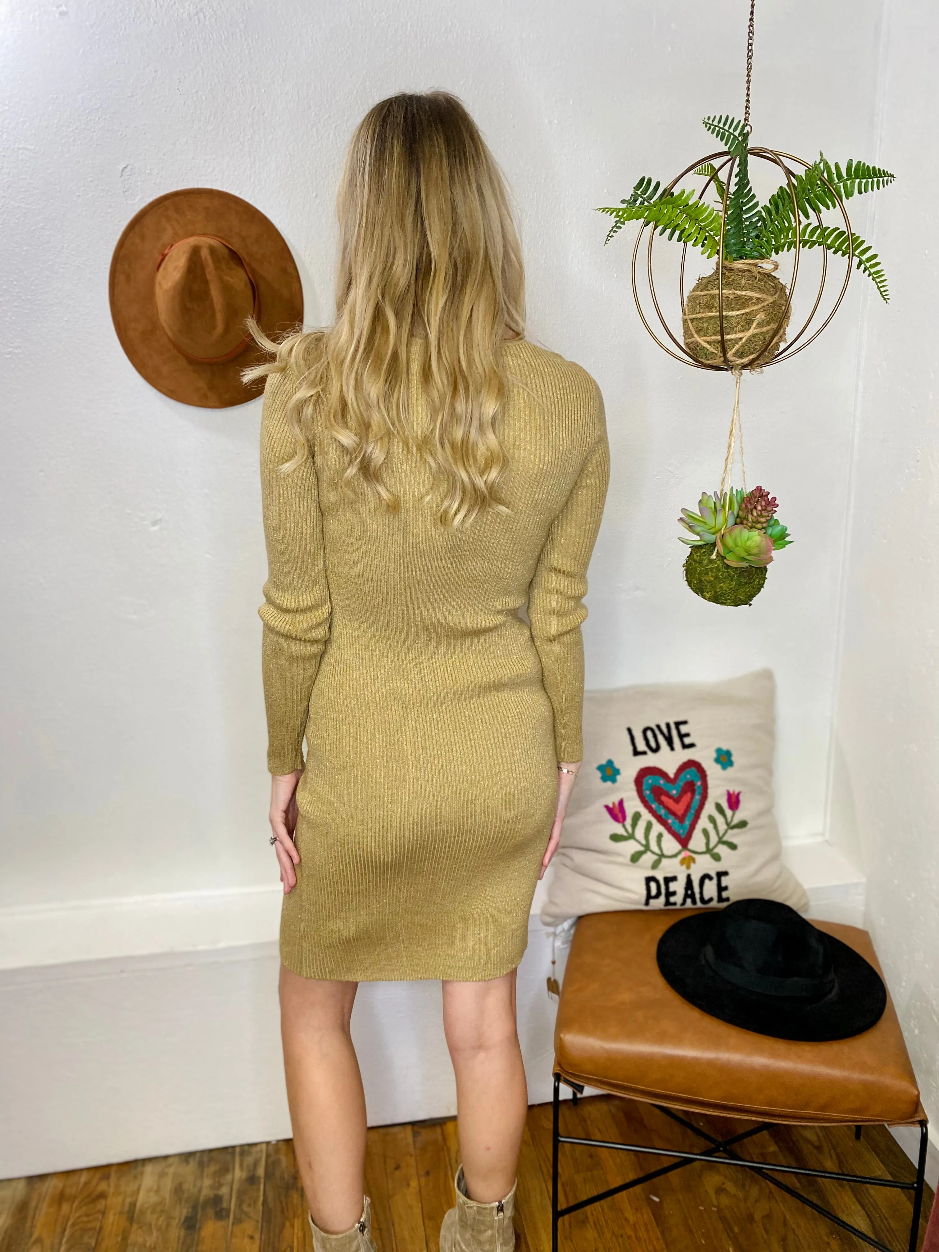 Elia Knit Midi Gold Dress Lucy Paris