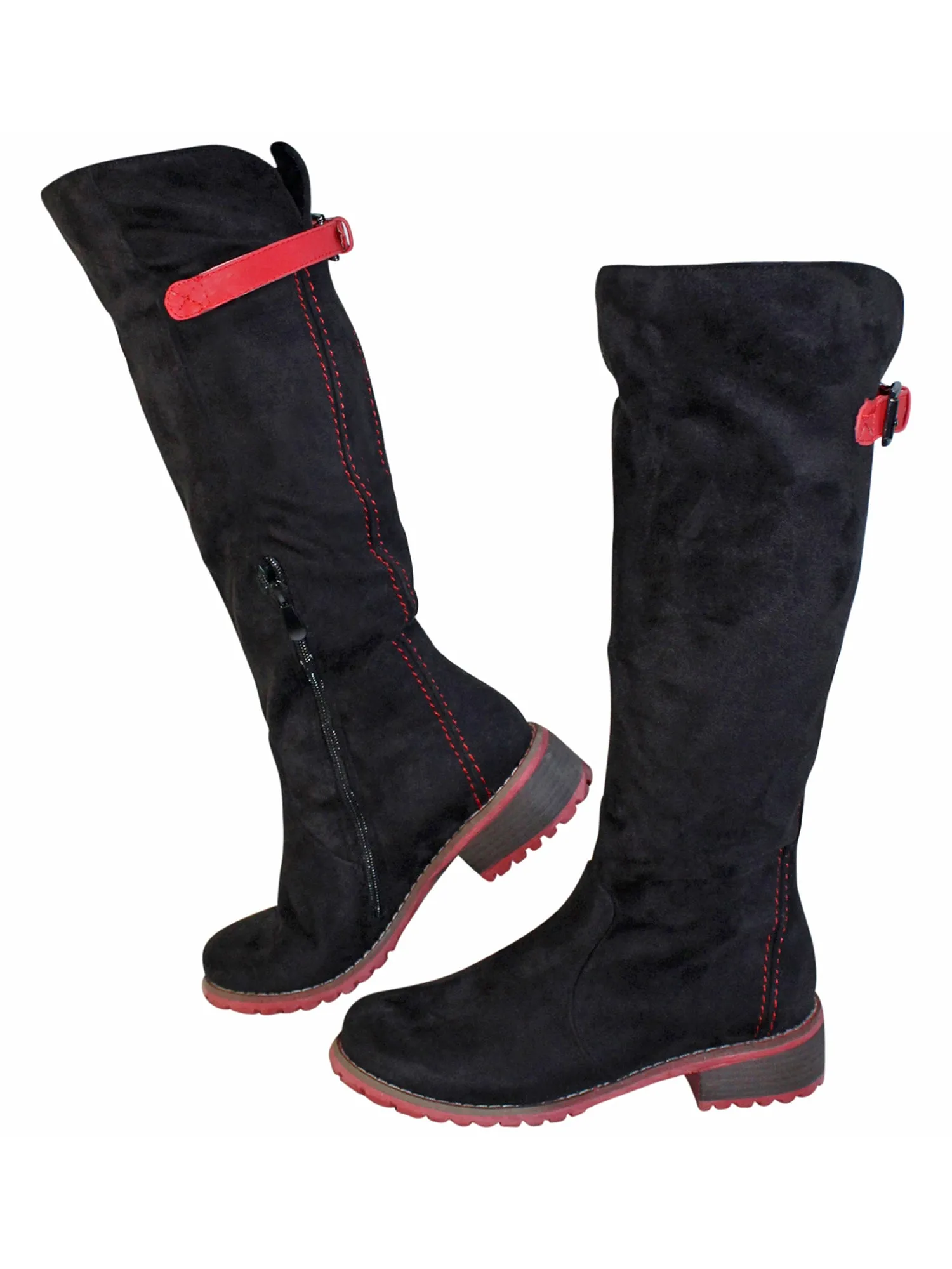 Faux Suede Knee High Riding Boots For Women