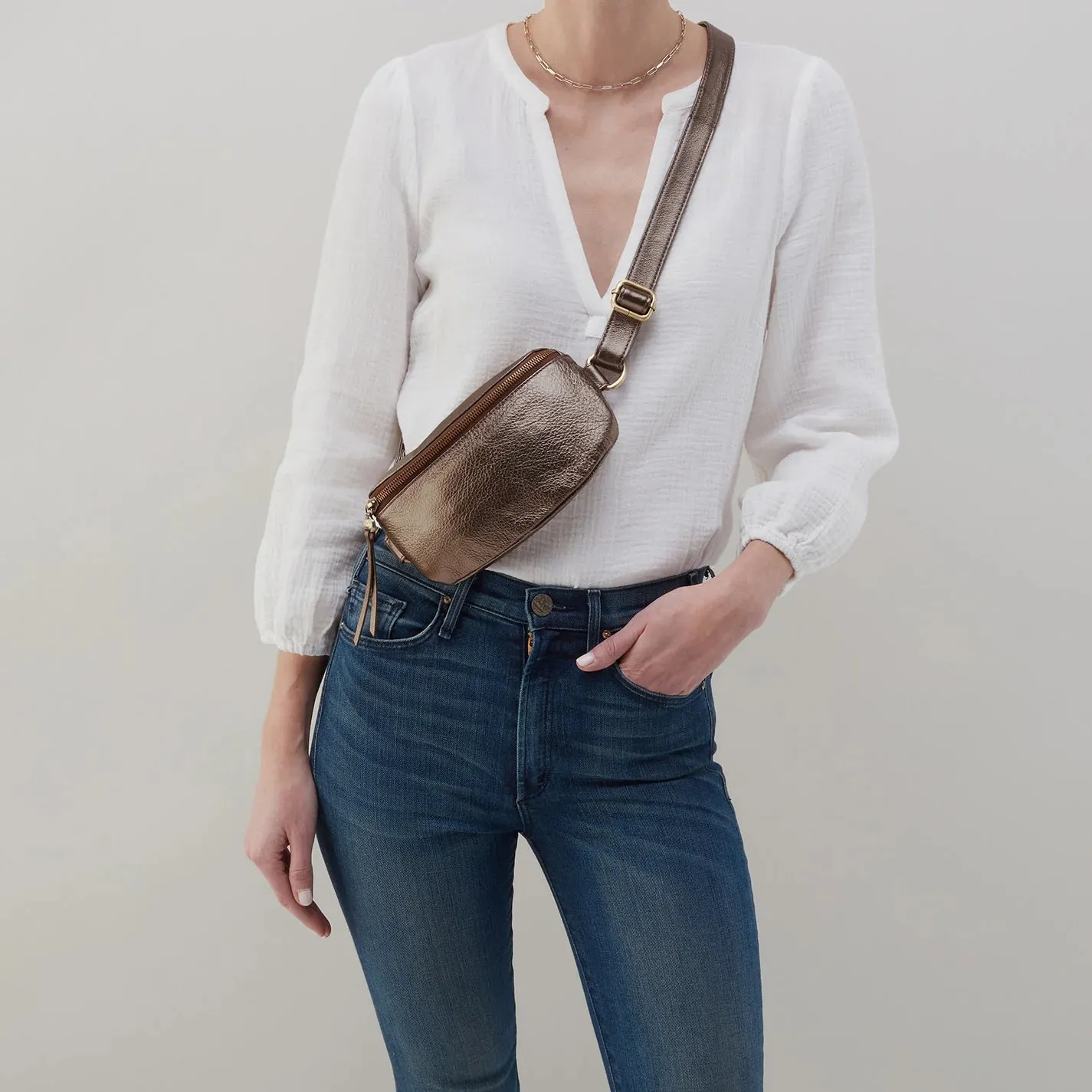 Fern Belt Bag | Pebbled Metallic Leather