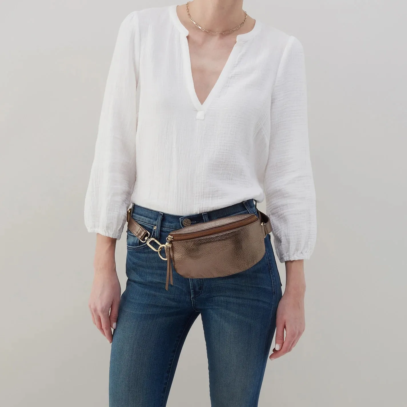 Fern Belt Bag | Pebbled Metallic Leather