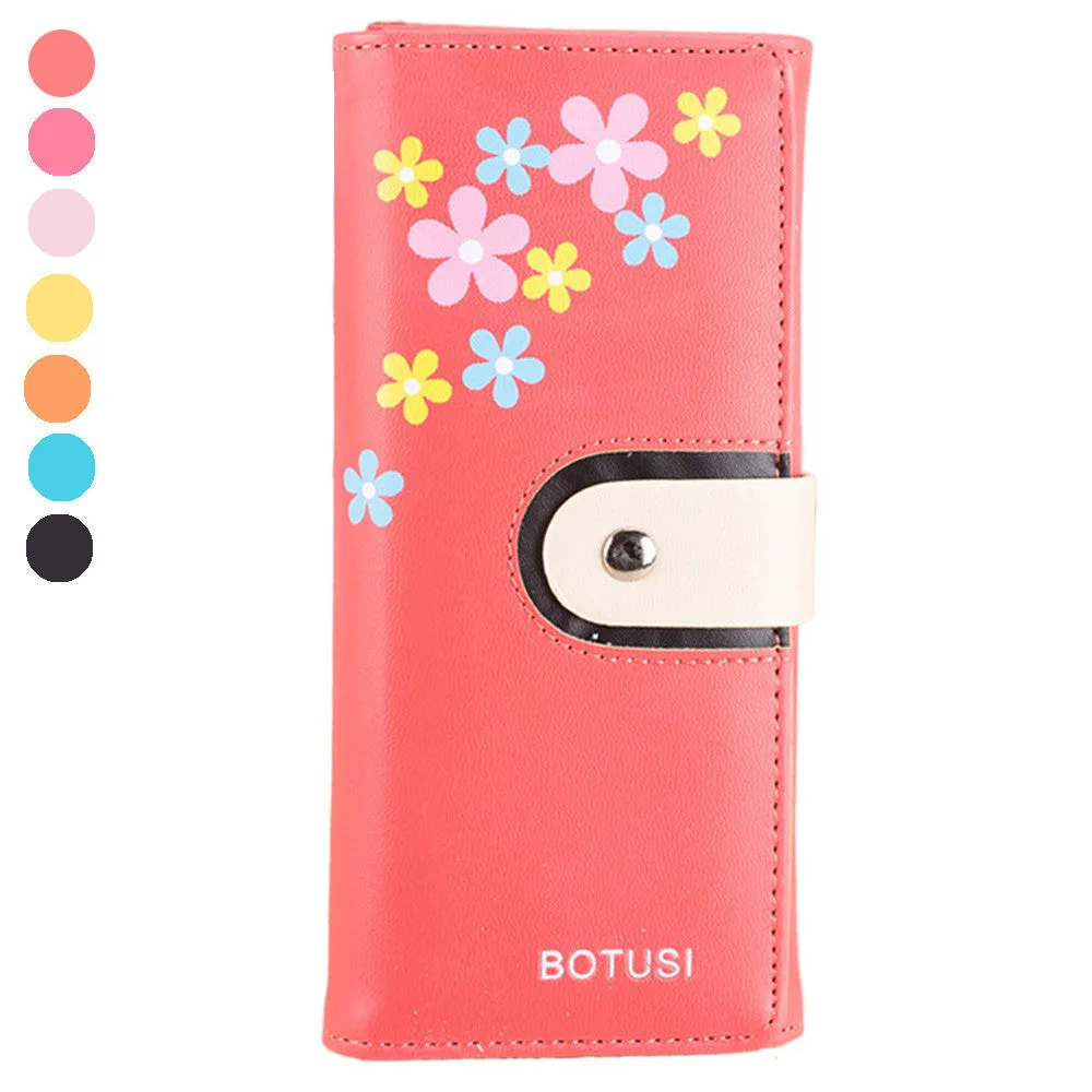 Floral Purse Clutch Button Wallet Bag Hbag Card Holder