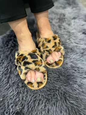 Fluffy Leopard Slippers