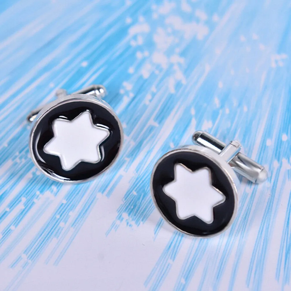 For Men Wedding Party Gift Shirt Cuff Link Jewellery Vintage Men six-pointed star Round Cufflinks SM6