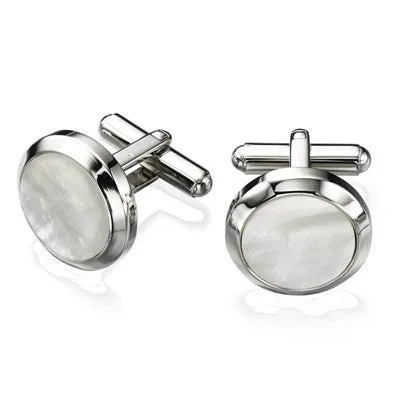 FRED BENNETT WHITE MOTHER OF PEARL CUFFLINKS V482