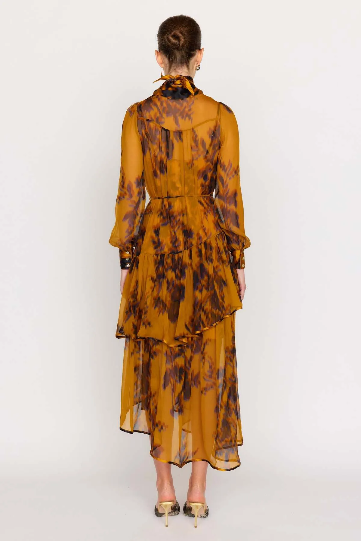 Freida Dress - Gold Shadow Flower