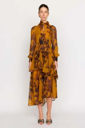 Freida Dress - Gold Shadow Flower