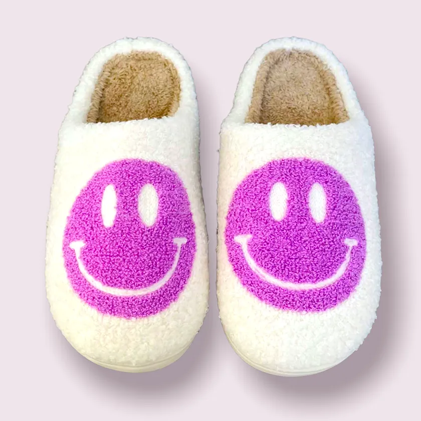 Fuzzy Soho Happy Face Slippers