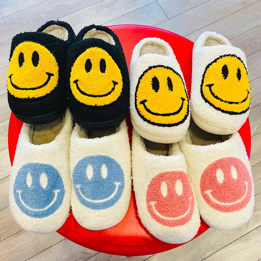 Fuzzy Soho Happy Face Slippers