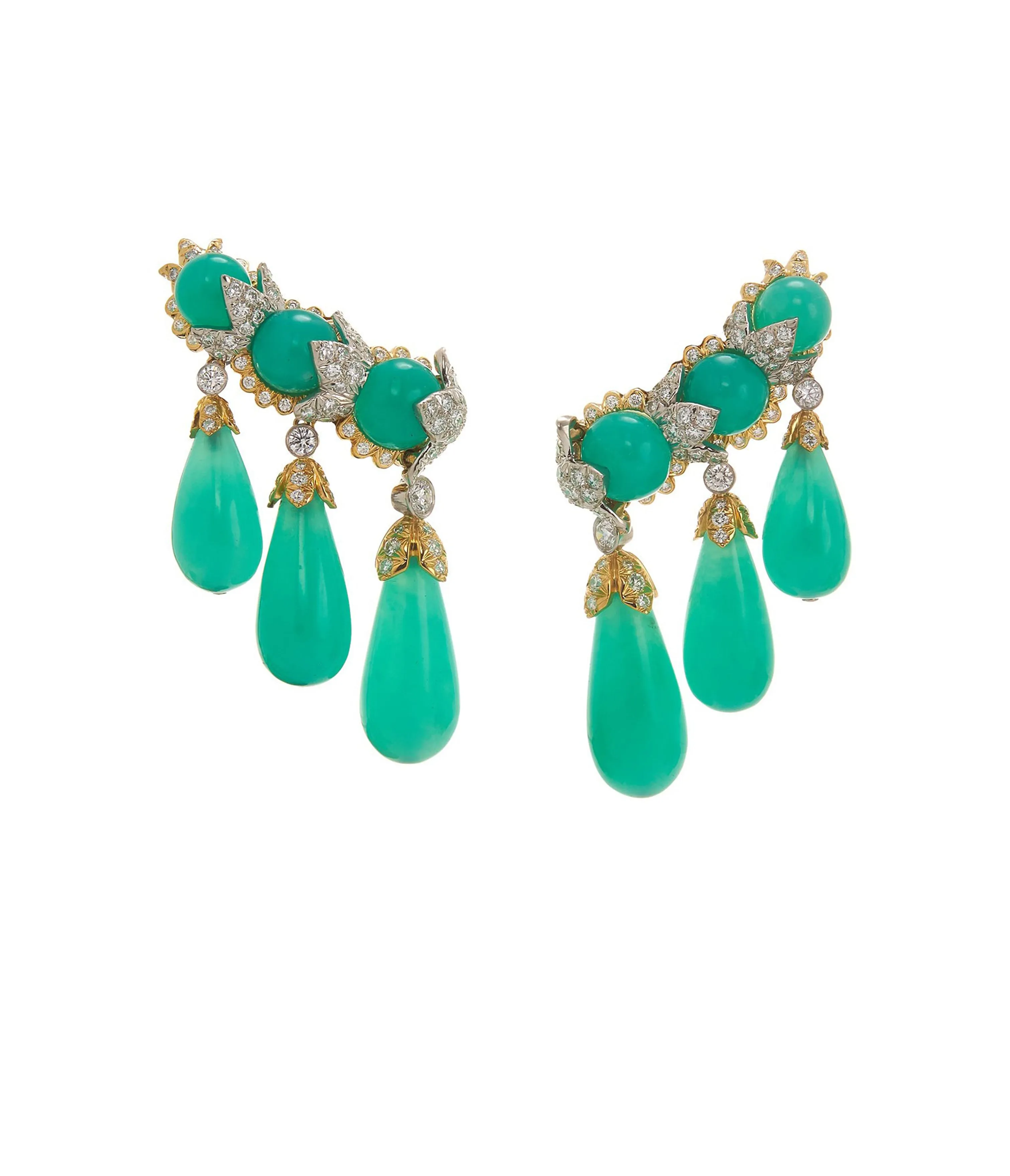 Garland Ear Cuffs, Chrysoprase