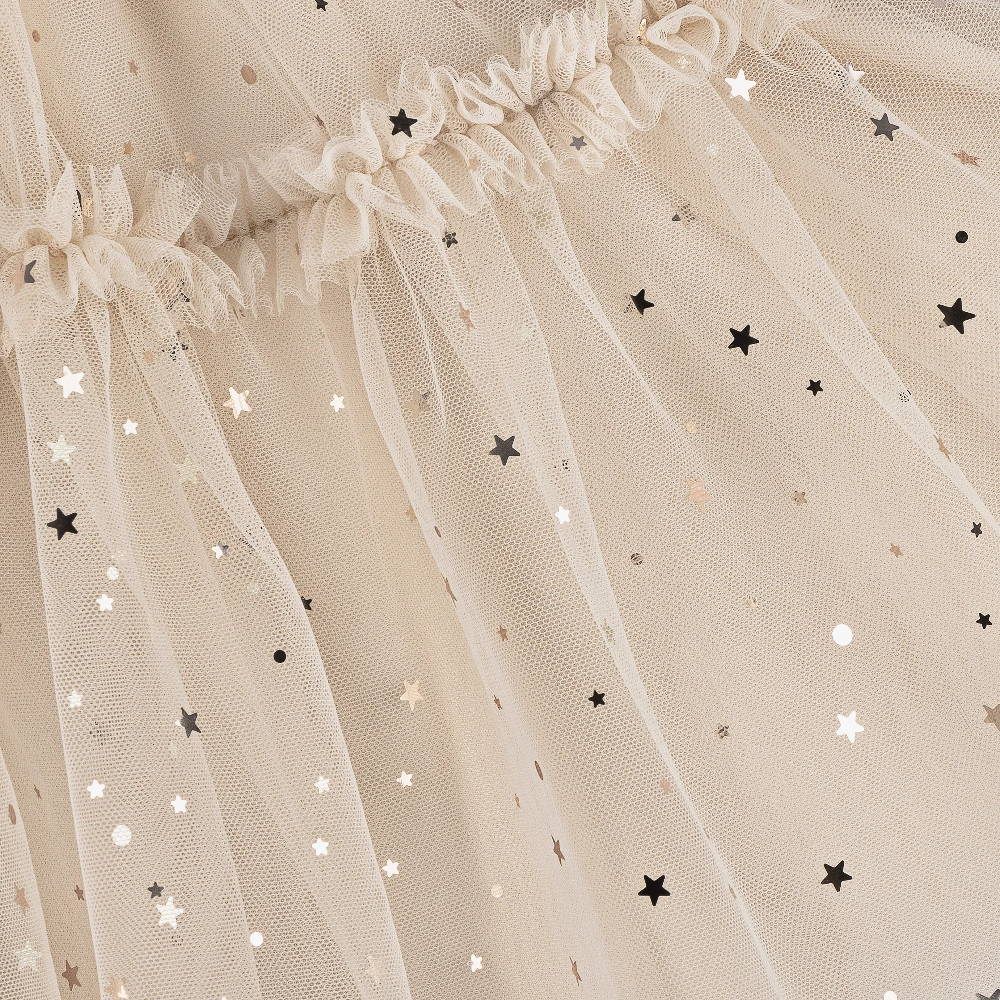 Girls Beige & Gold Star Tulle Dress