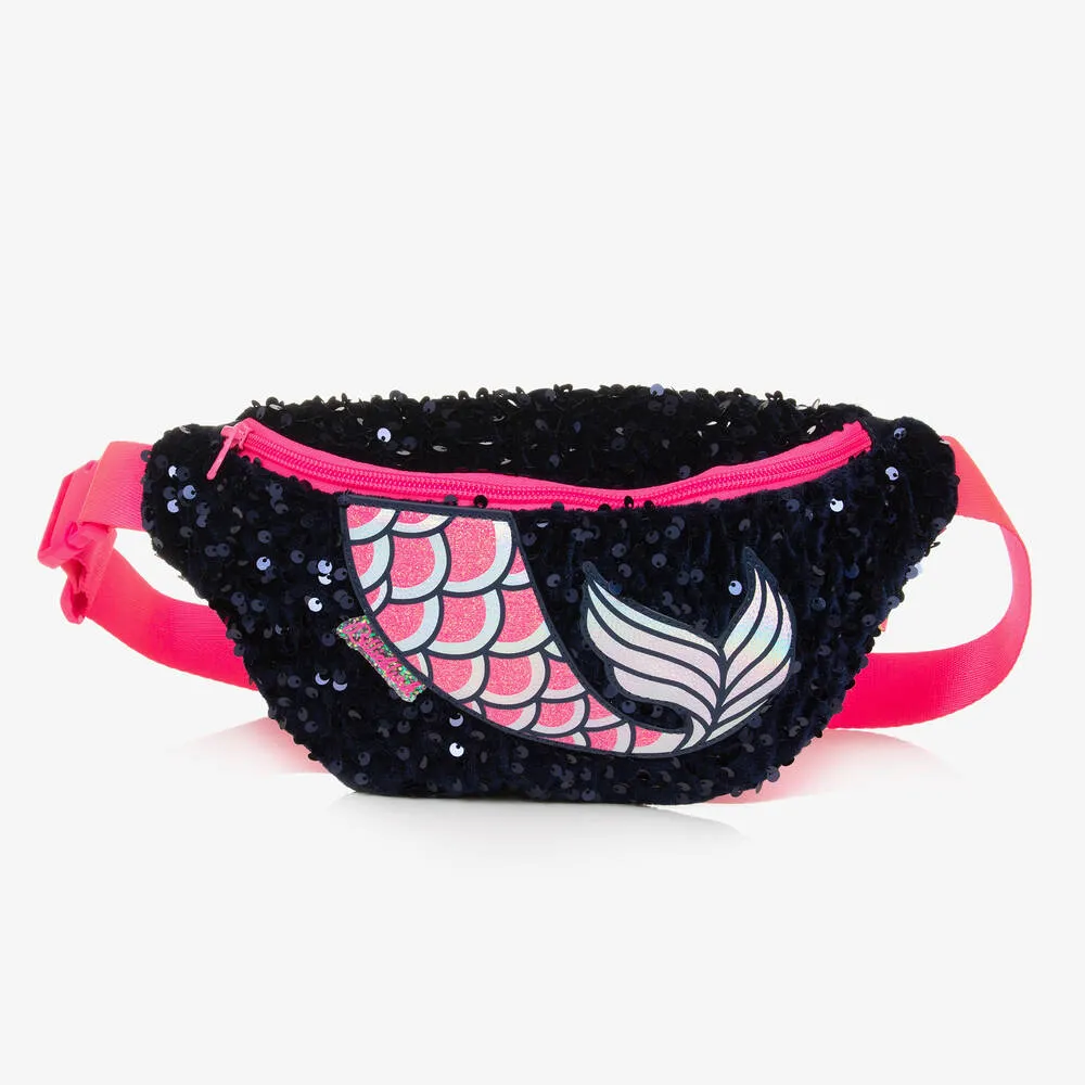 GIRLS BLUE SEQUIN MERMAID BELT BAG (18C