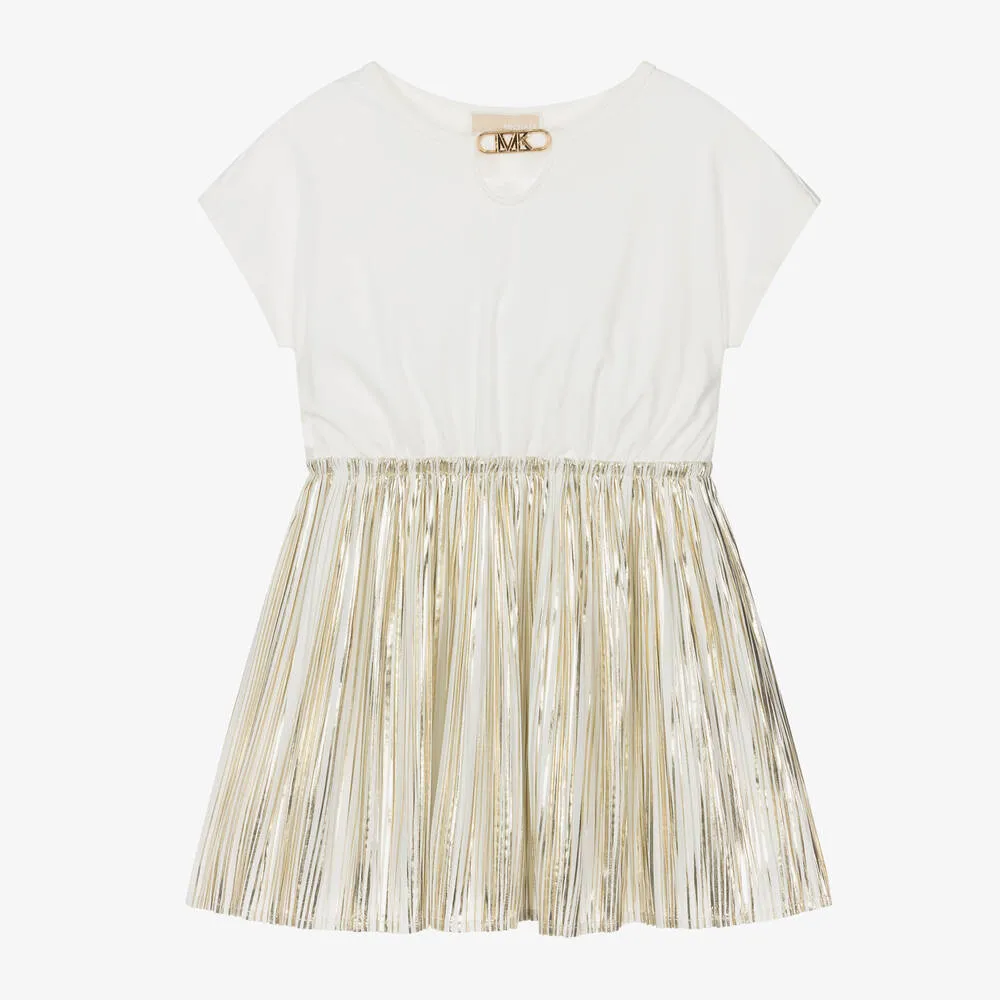 Girls Gold Pleated Dress