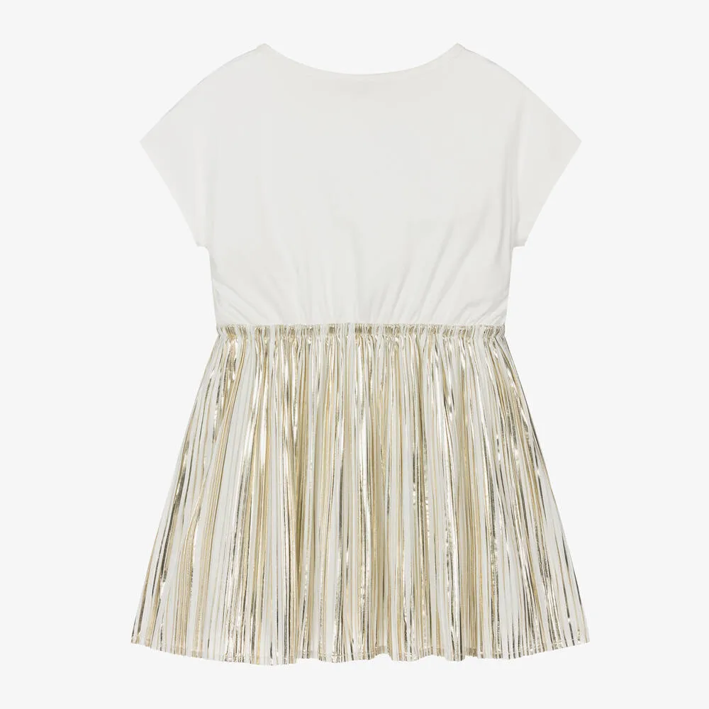 Girls Gold Pleated Dress