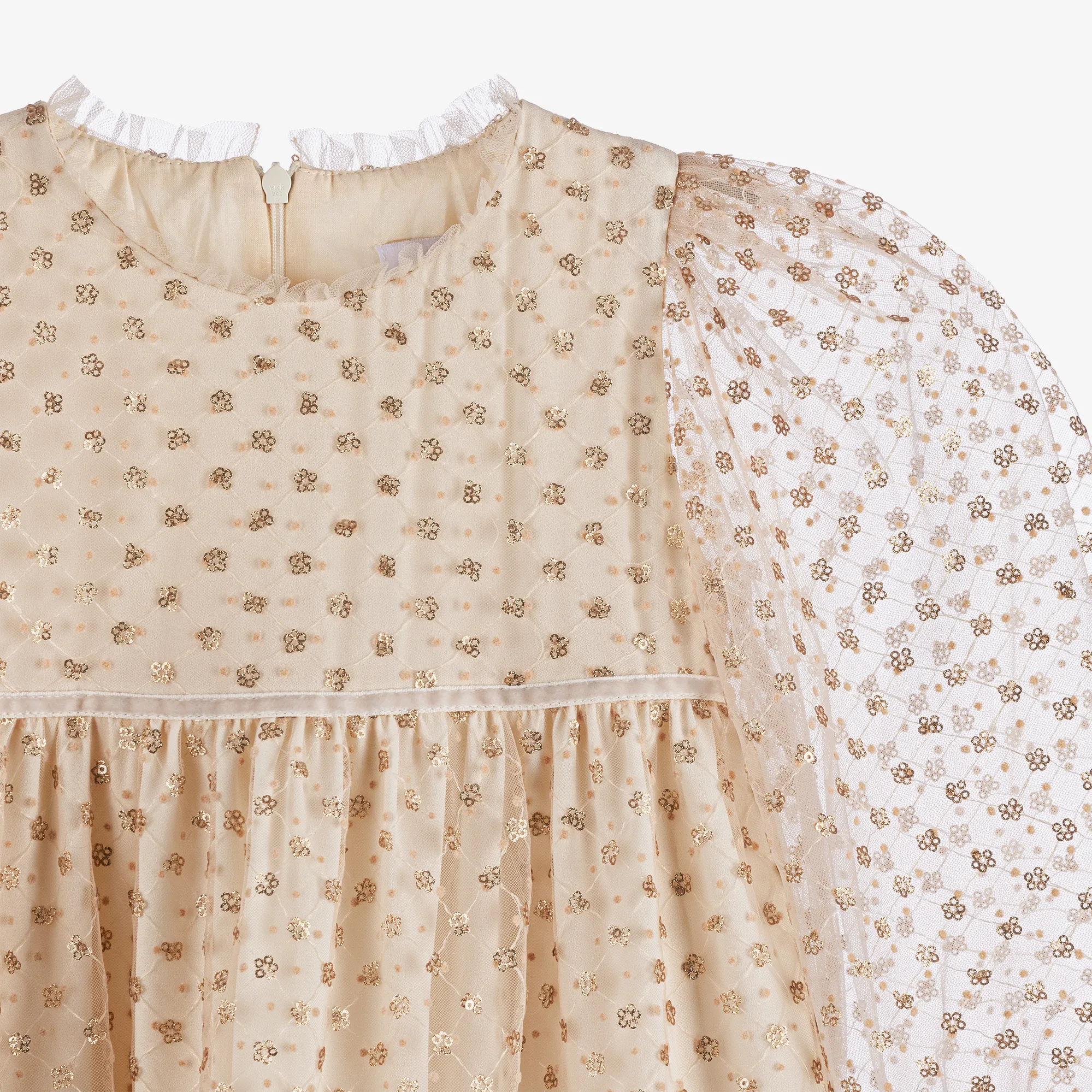 Girls Gold Sequinned Tulle Dress