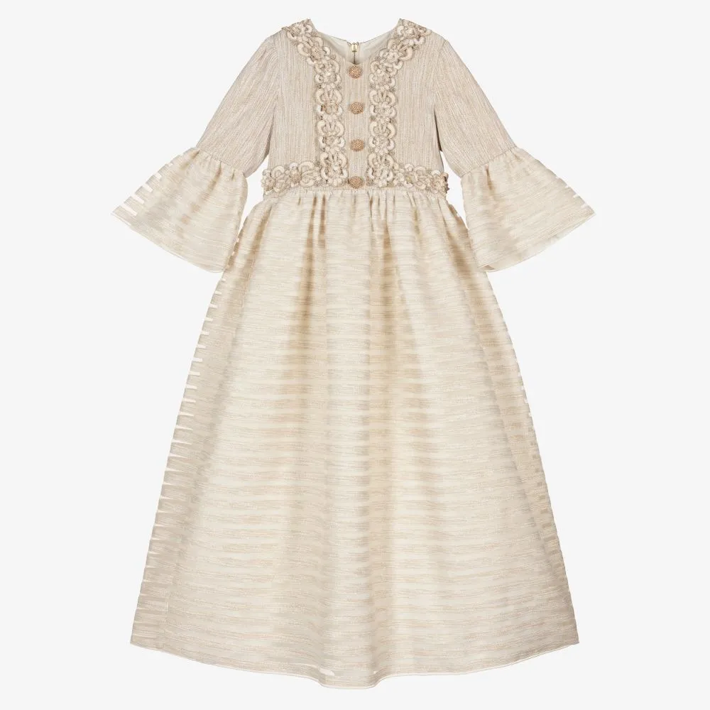 Girls Ivory & Gold Dress