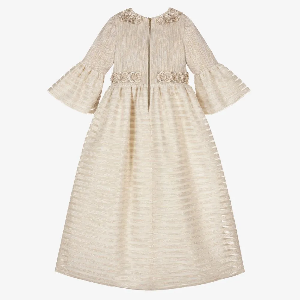 Girls Ivory & Gold Dress