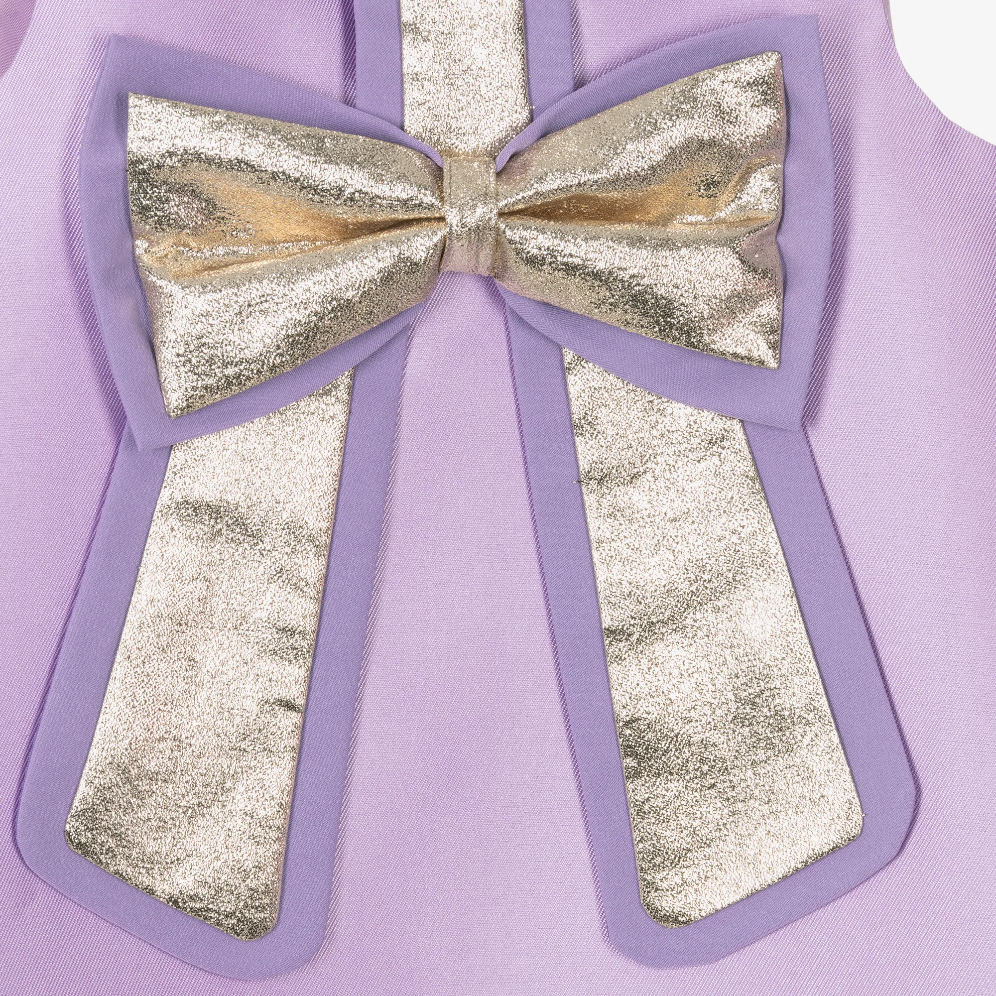 Girls Lilac Purple & Gold Bow Dress