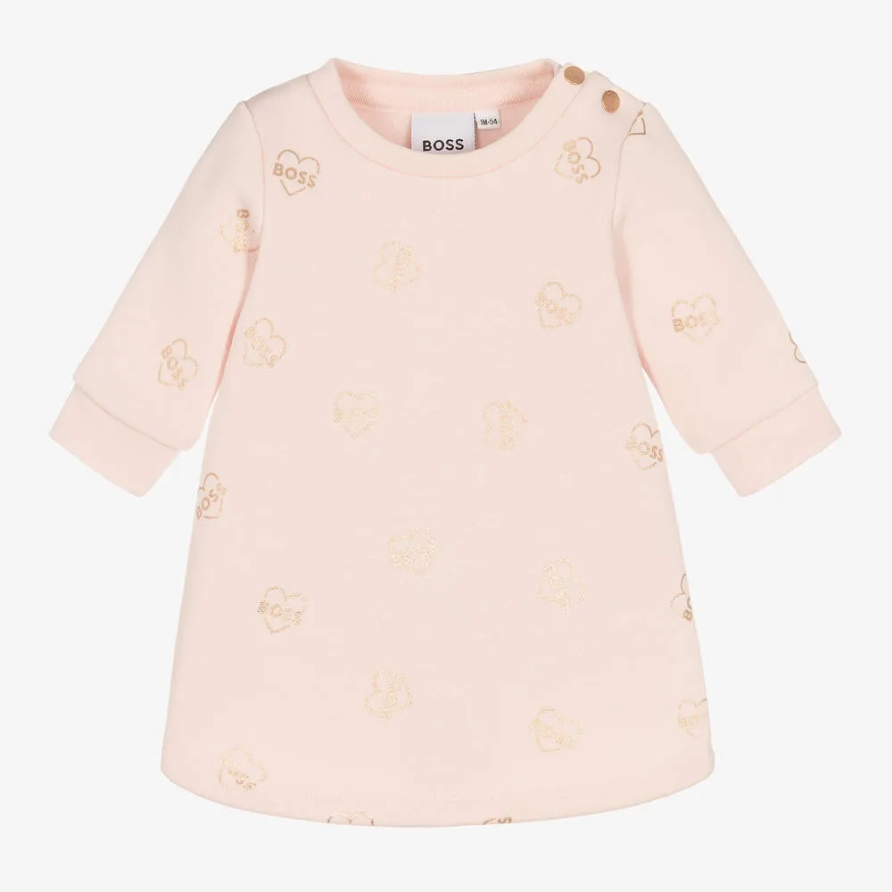 Girls Pink & Rose Gold Cotton Dress