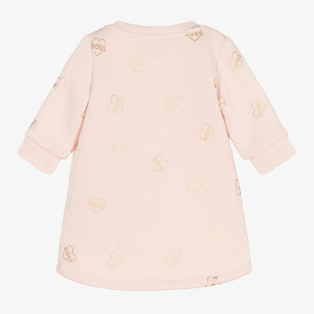 Girls Pink & Rose Gold Cotton Dress