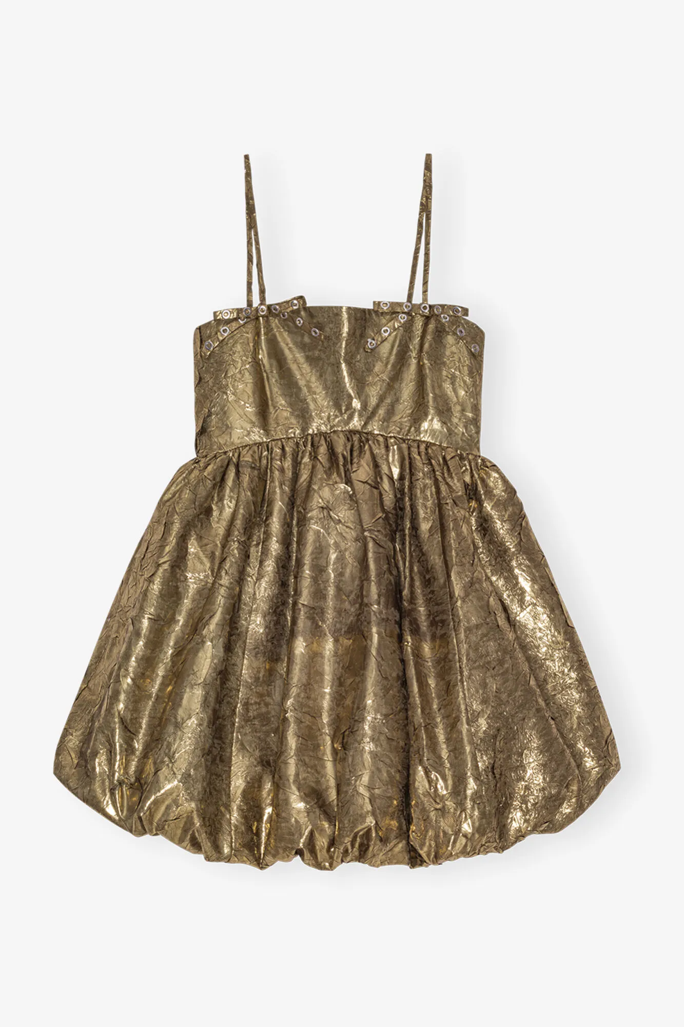 Gold Pleat Strap Mini Dress