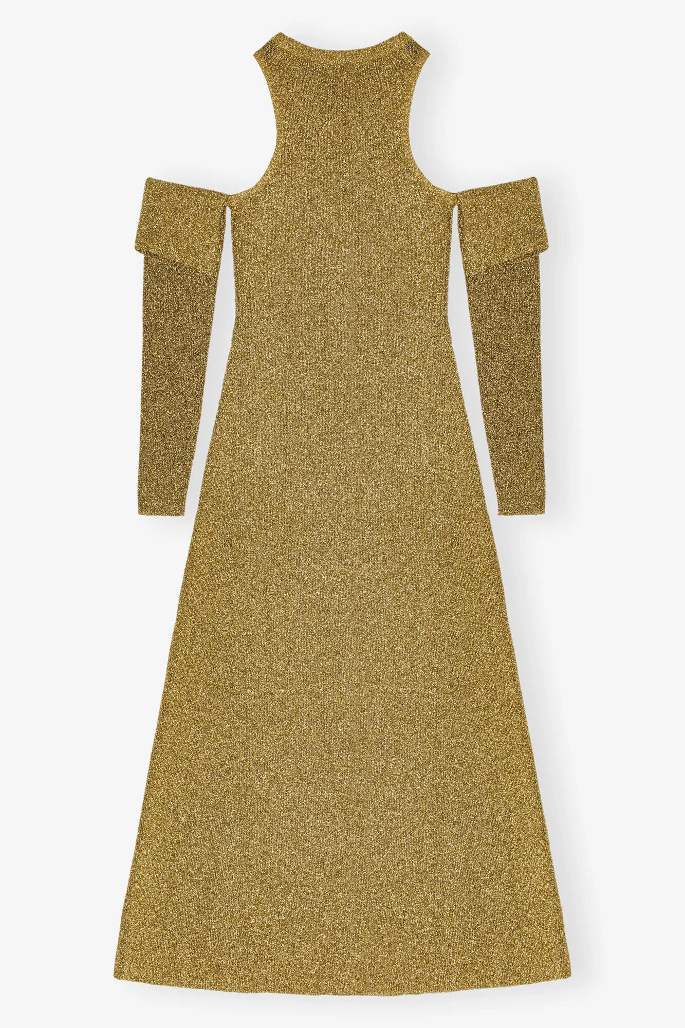 Gold Sparkle Cold-Shoulder Maxi Dress