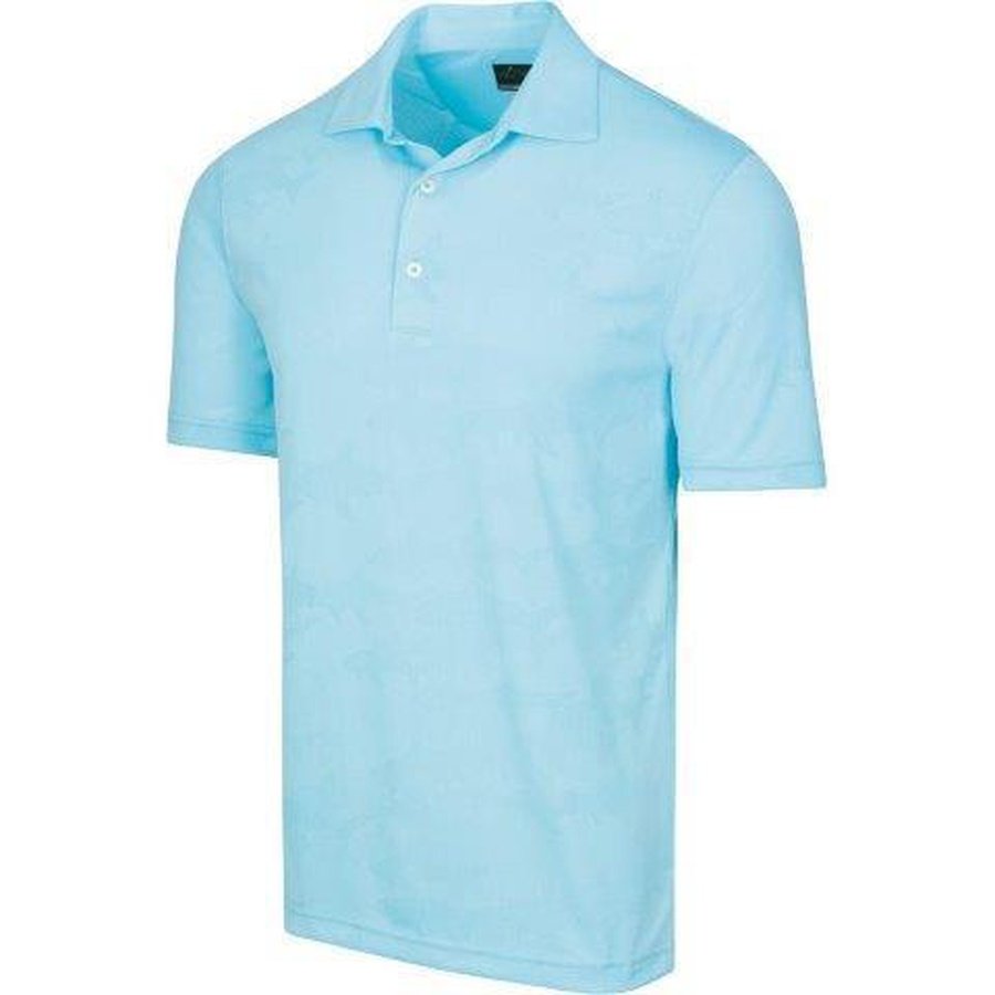 Greg Norman Shark Jacquard Men's Golf Polo - Aqua