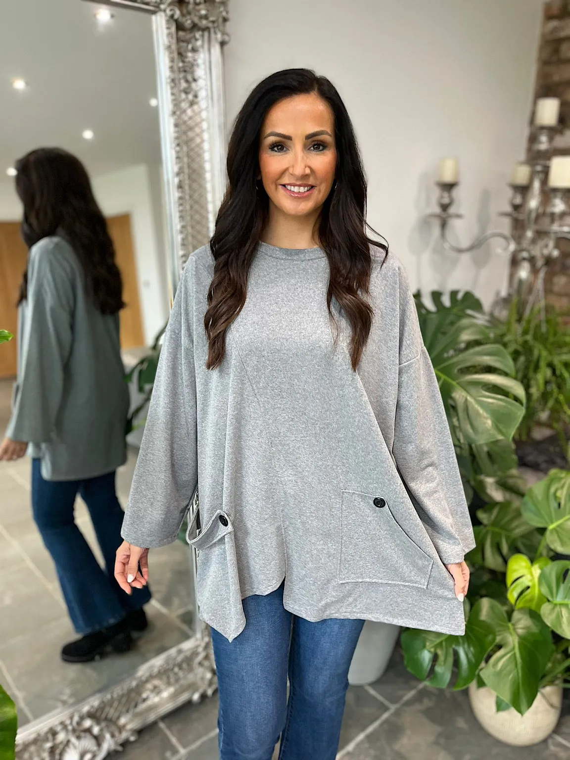 Grey Single Pocket Top Stephanie