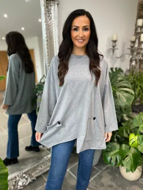 Grey Single Pocket Top Stephanie