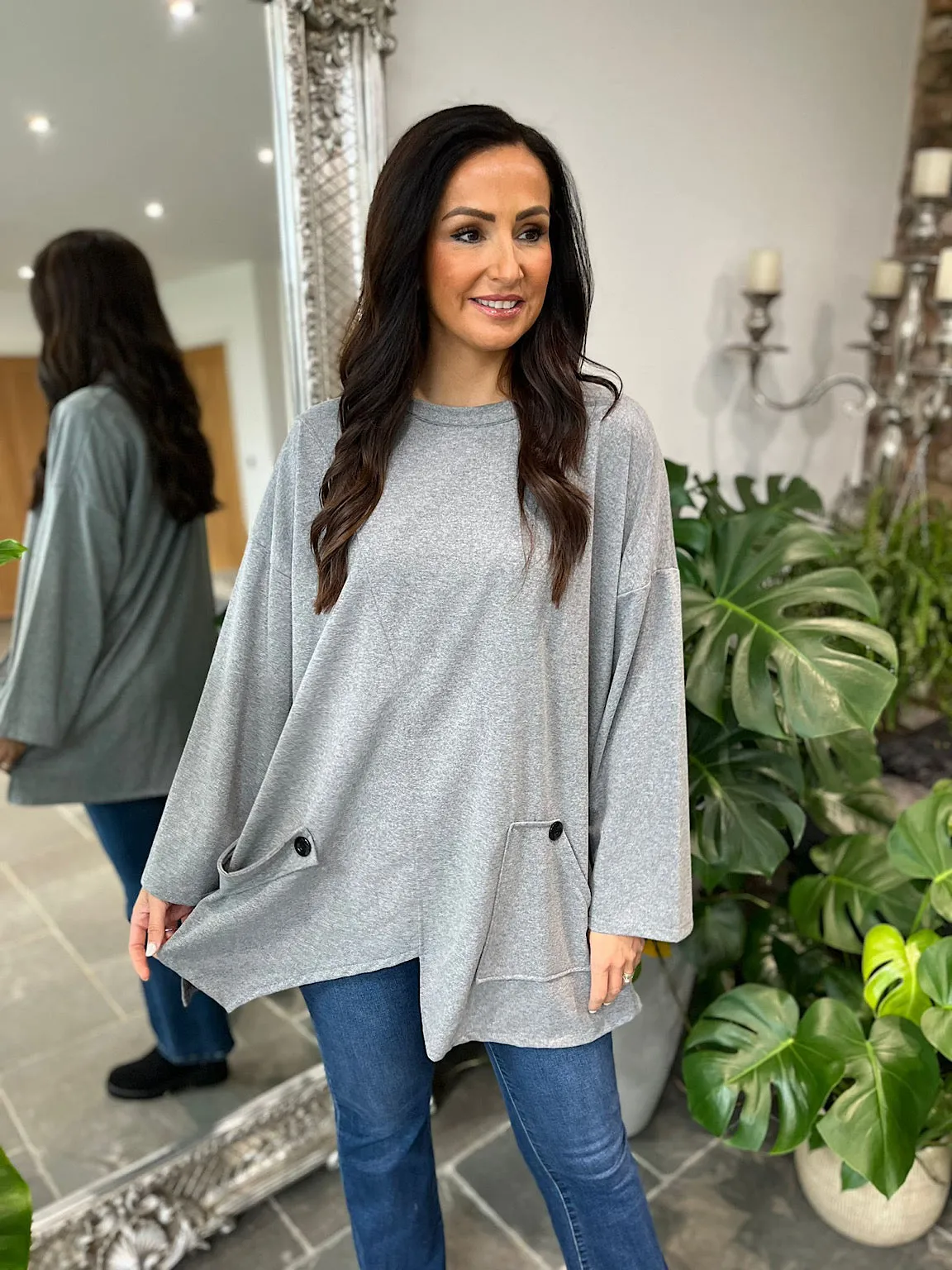 Grey Single Pocket Top Stephanie