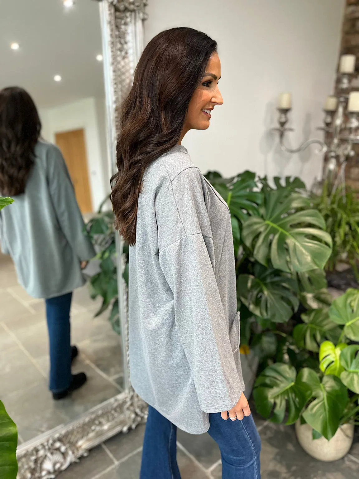 Grey Single Pocket Top Stephanie