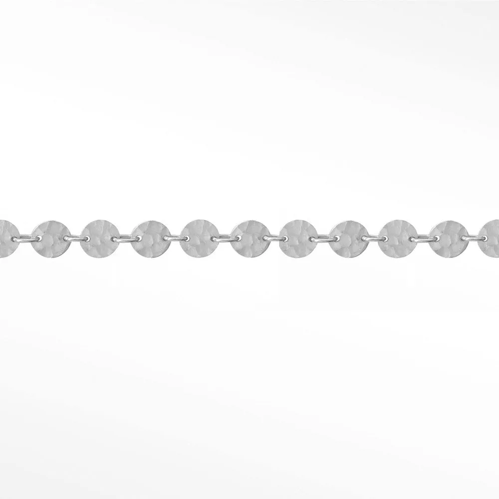 Hammer Round 3mm 14k White Gold Chain Designer Line for Permanent Jewelry Sold by the inch