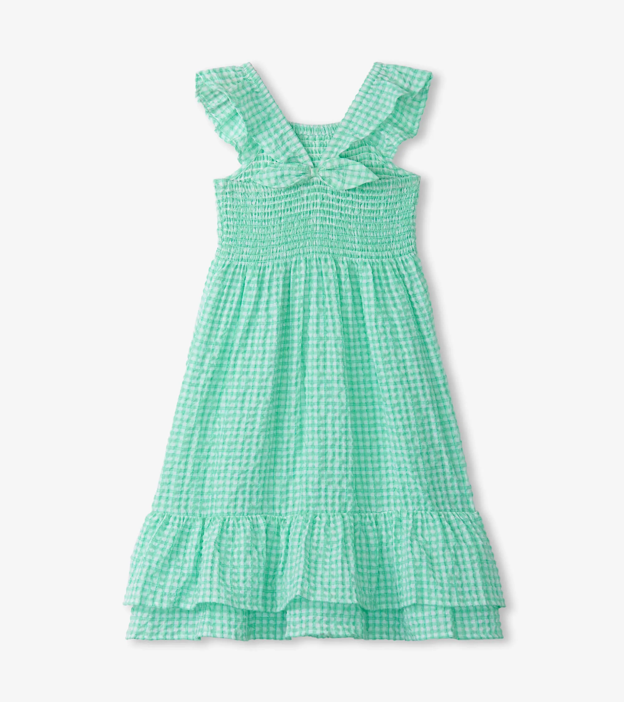 Hatley Gingham Seersucker Smocked Green Dress