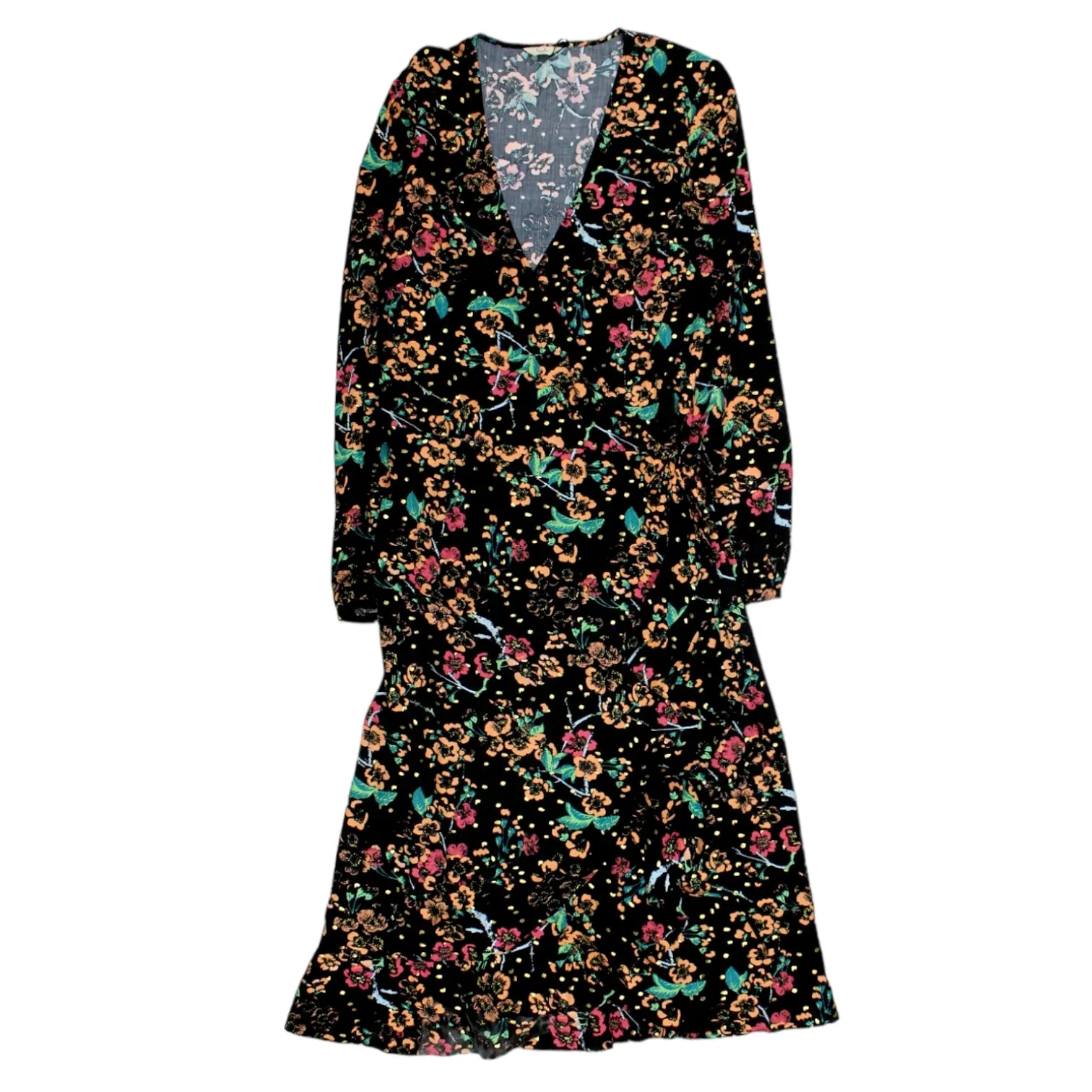 Hush Black/Gold Floral Wrap Dress