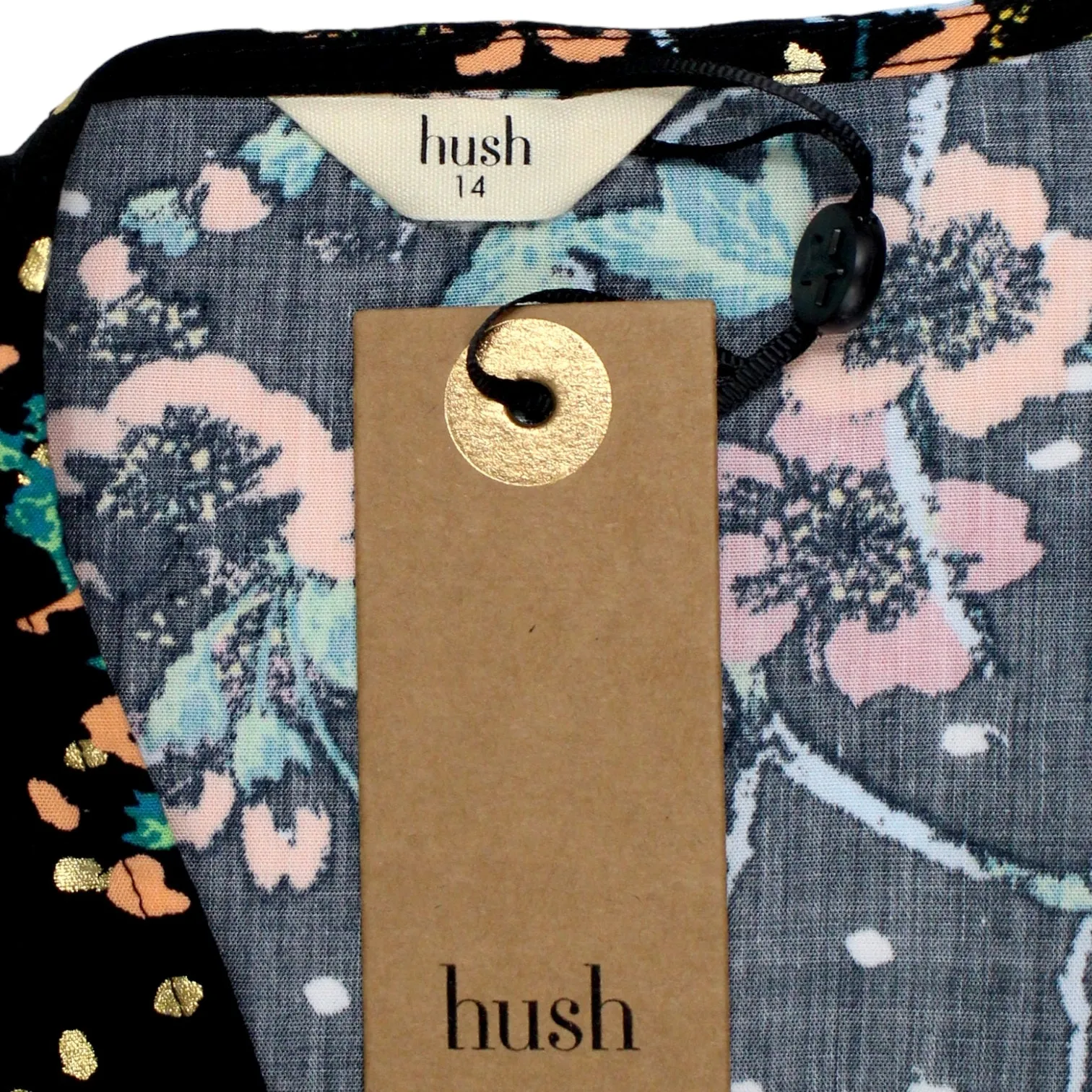 Hush Black/Gold Floral Wrap Dress