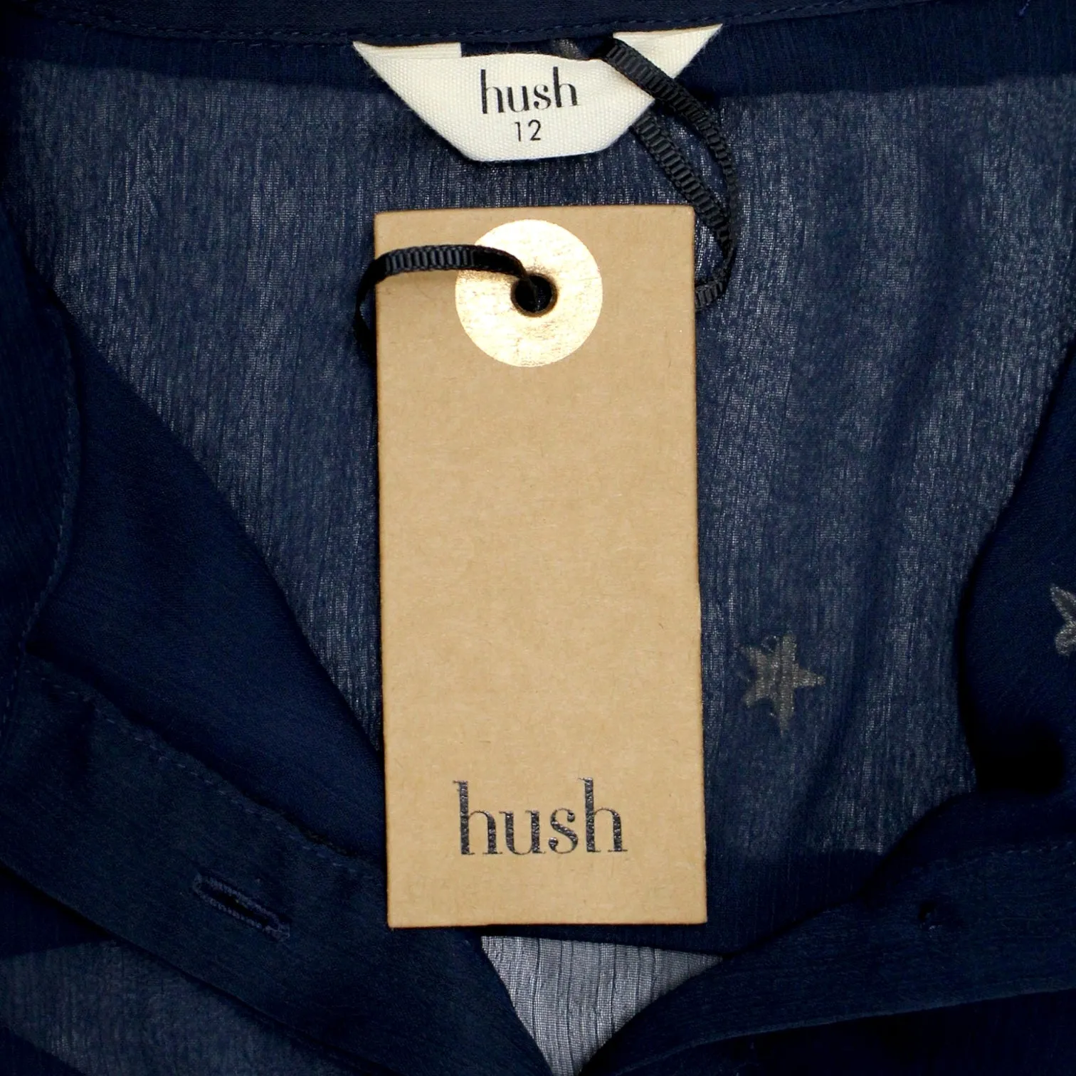 Hush Navy/Gold Gloria Embroidered Dress