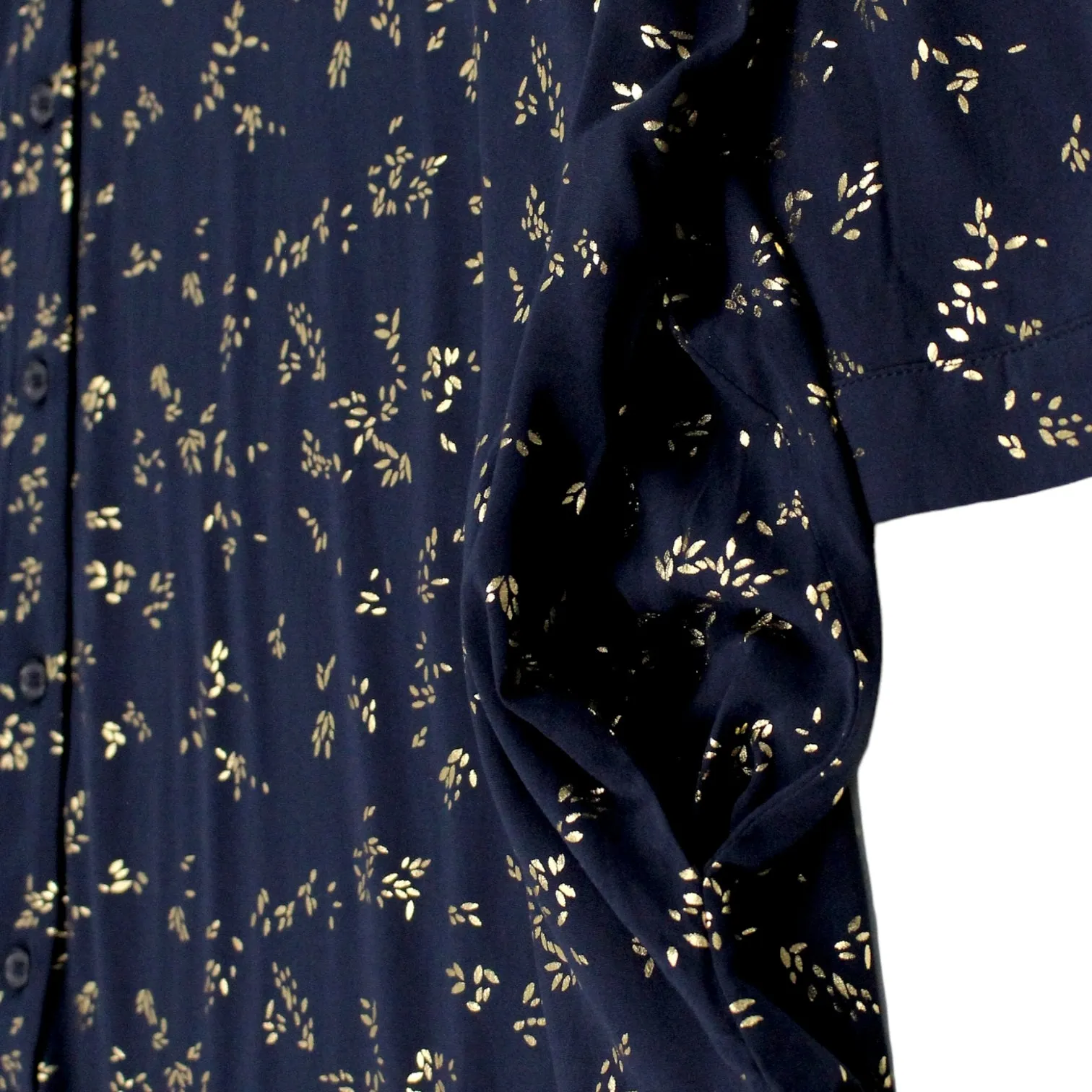 Hush Navy/Gold Leaf Print Dress