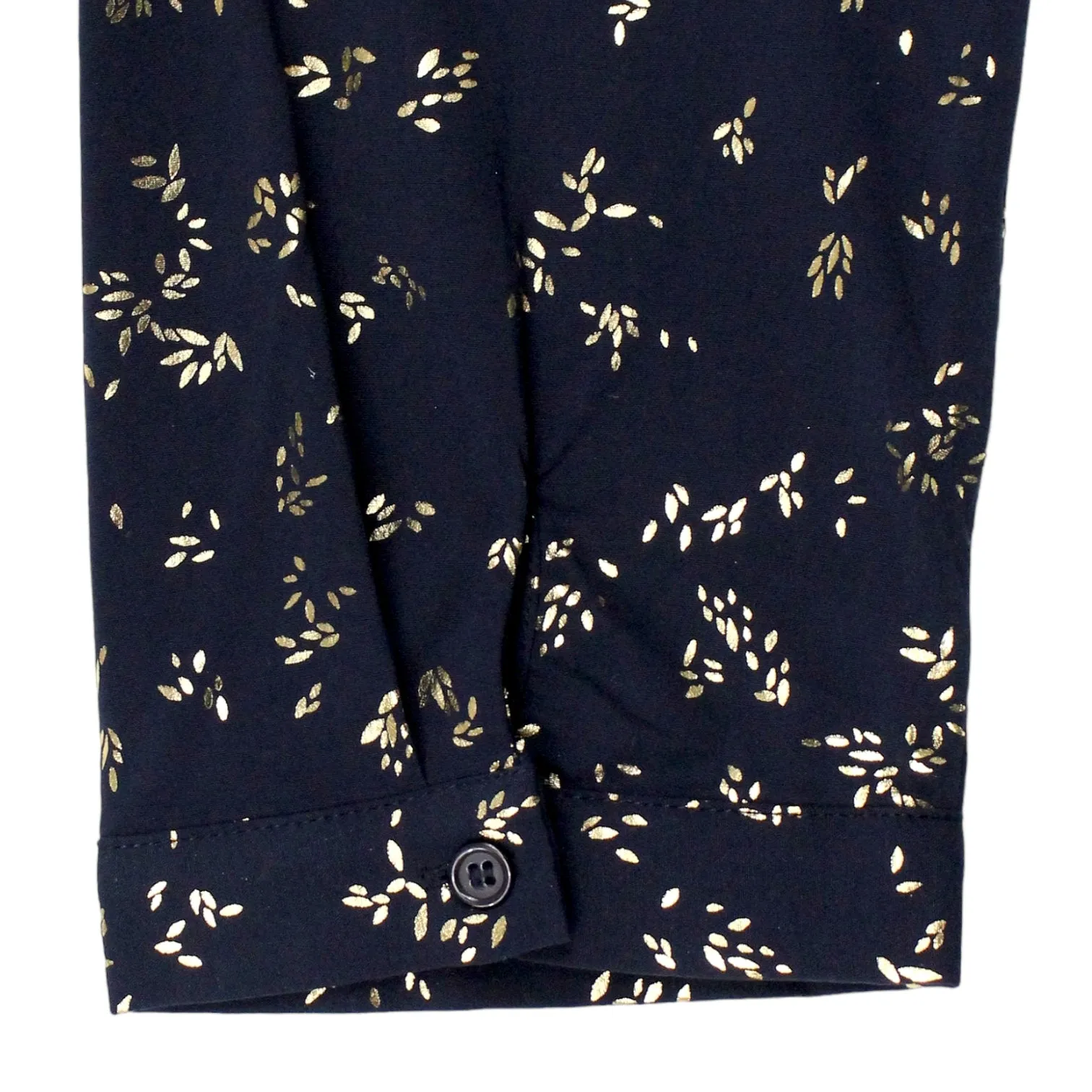 Hush Navy/Gold Leaf Print Dress