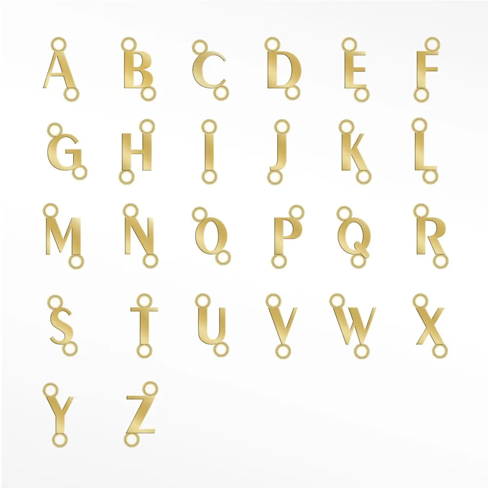 Initial 5mm Sideways 14K Gold Connectors Pack of 26 letters for Permanent Jewelry