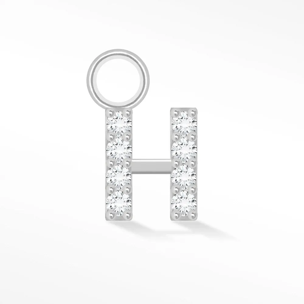 Initial 5mm with Pave LG Diamonds on 14k White Gold Charms for Permanent Jewelry