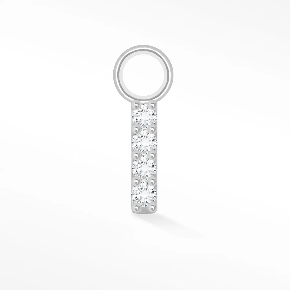 Initial 5mm with Pave LG Diamonds on 14k White Gold Charms for Permanent Jewelry