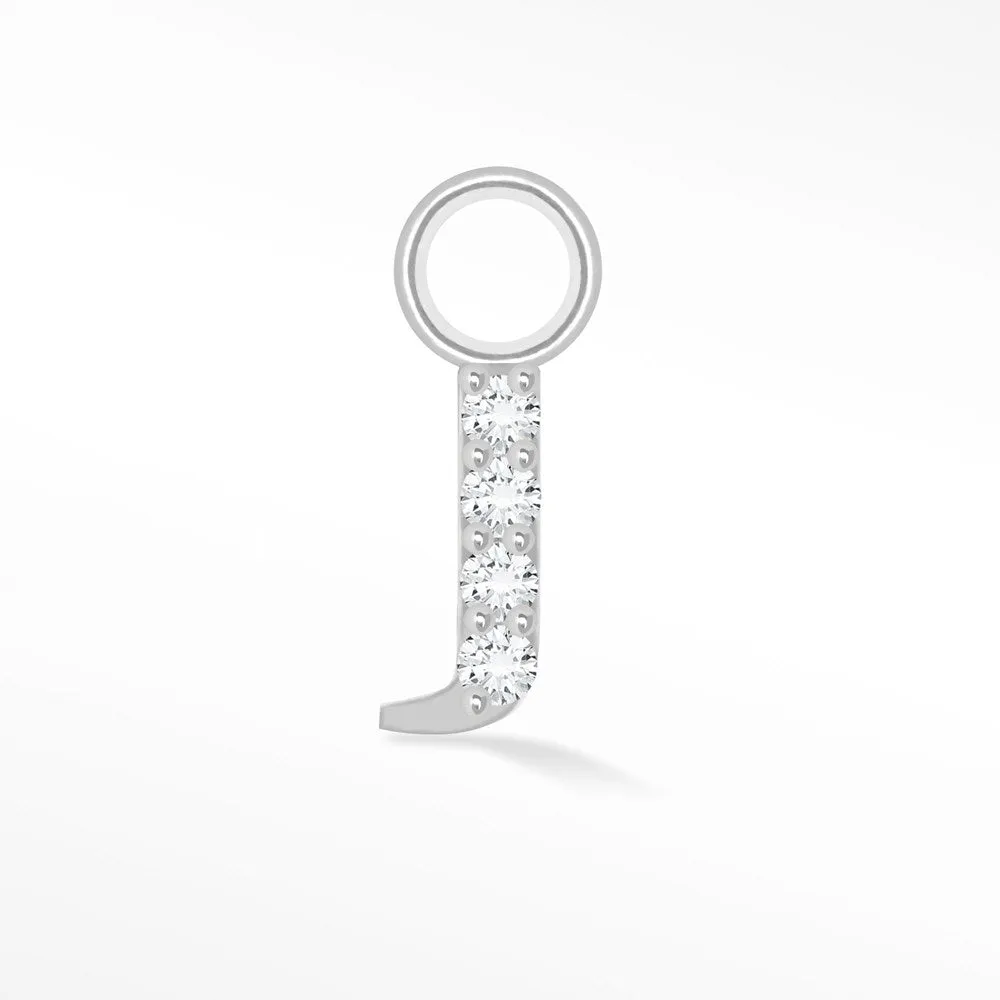 Initial 5mm with Pave LG Diamonds on 14k White Gold Charms for Permanent Jewelry