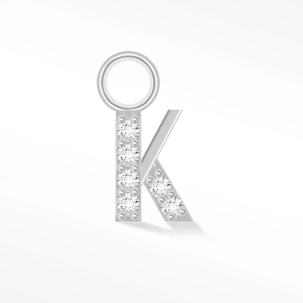 Initial 5mm with Pave LG Diamonds on 14k White Gold Charms for Permanent Jewelry