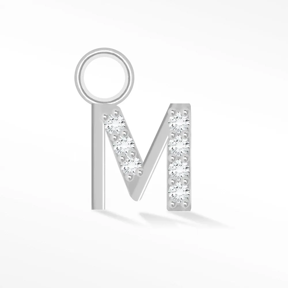 Initial 5mm with Pave LG Diamonds on 14k White Gold Charms for Permanent Jewelry