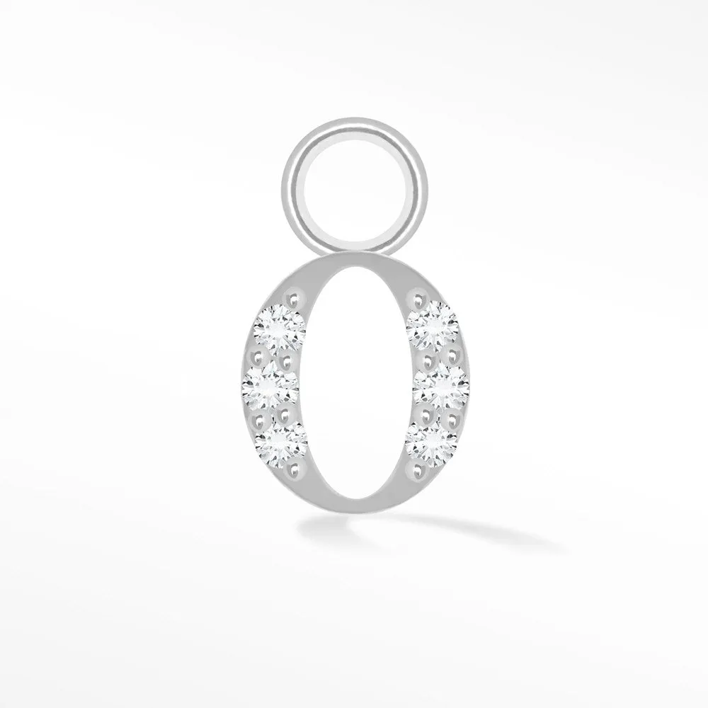 Initial 5mm with Pave LG Diamonds on 14k White Gold Charms for Permanent Jewelry