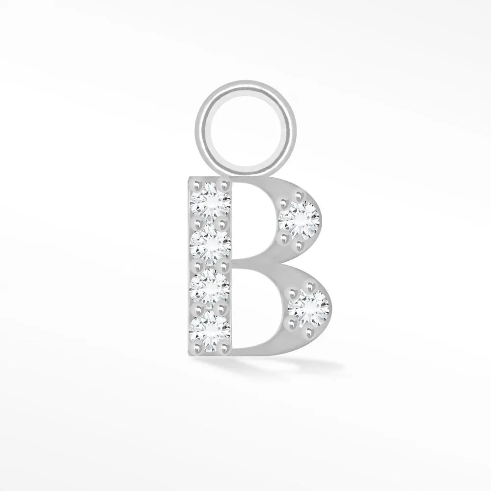 Initial 5mm with Pave LG Diamonds on 14k White Gold Charms for Permanent Jewelry