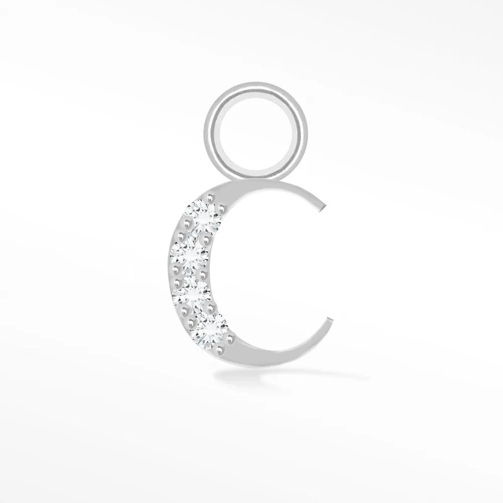 Initial 5mm with Pave LG Diamonds on 14k White Gold Charms for Permanent Jewelry