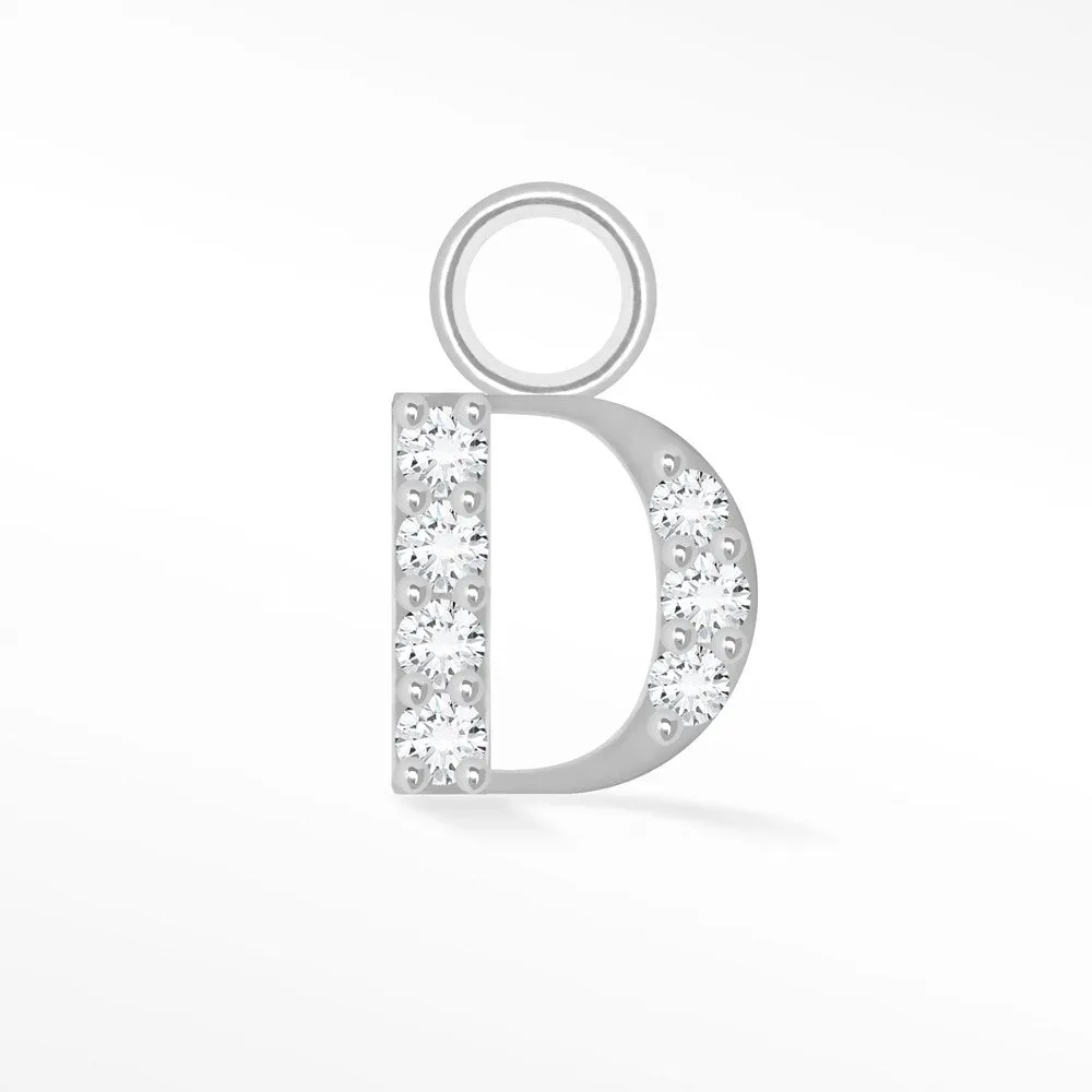 Initial 5mm with Pave LG Diamonds on 14k White Gold Charms for Permanent Jewelry