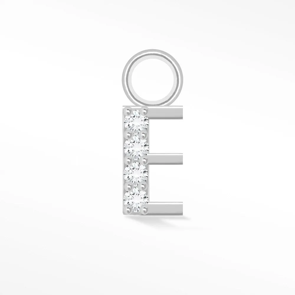 Initial 5mm with Pave LG Diamonds on 14k White Gold Charms for Permanent Jewelry